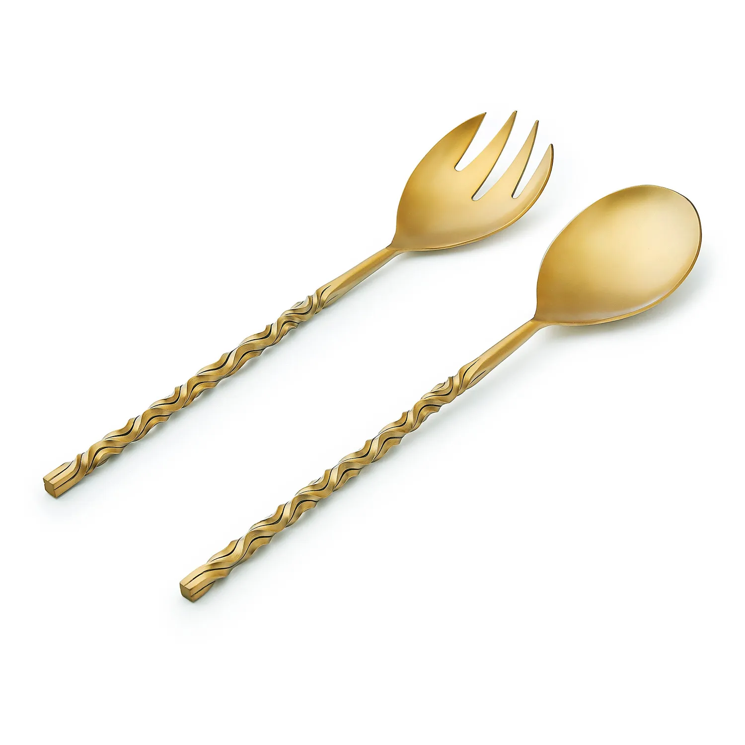 Godinger Surge salatbestik mat guld 2 dele 30 cm stål