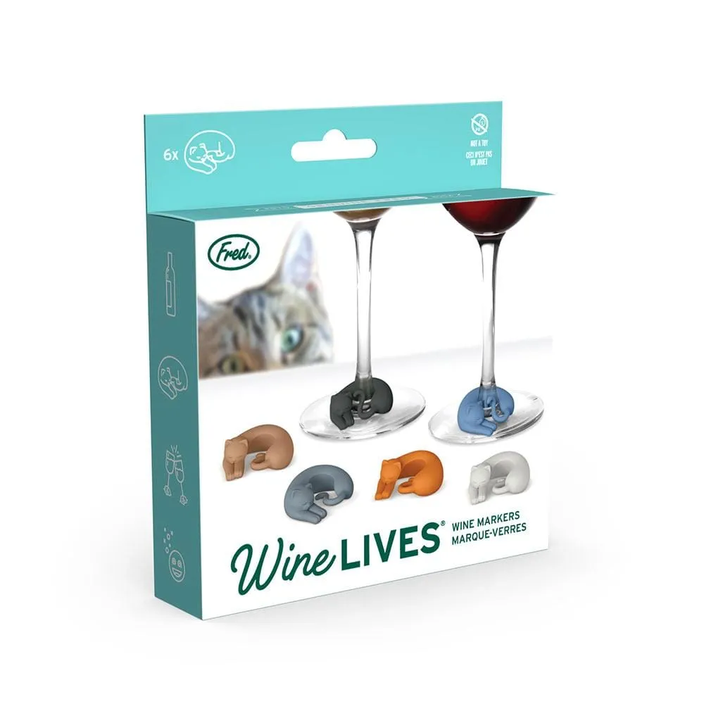 Fred Wine Lives vinglasmarkører katte 6-pak