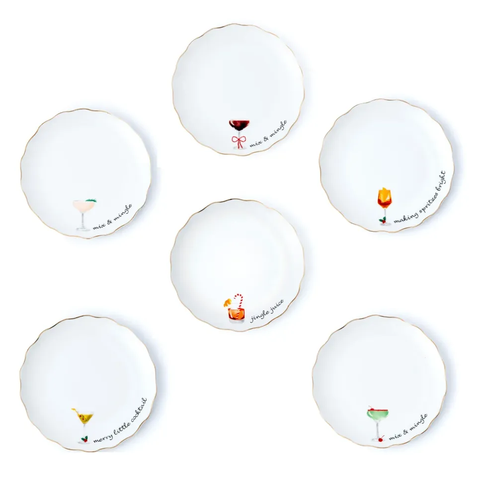 Godinger Holiday Cheers forretstallerken 6 stk porcelæn