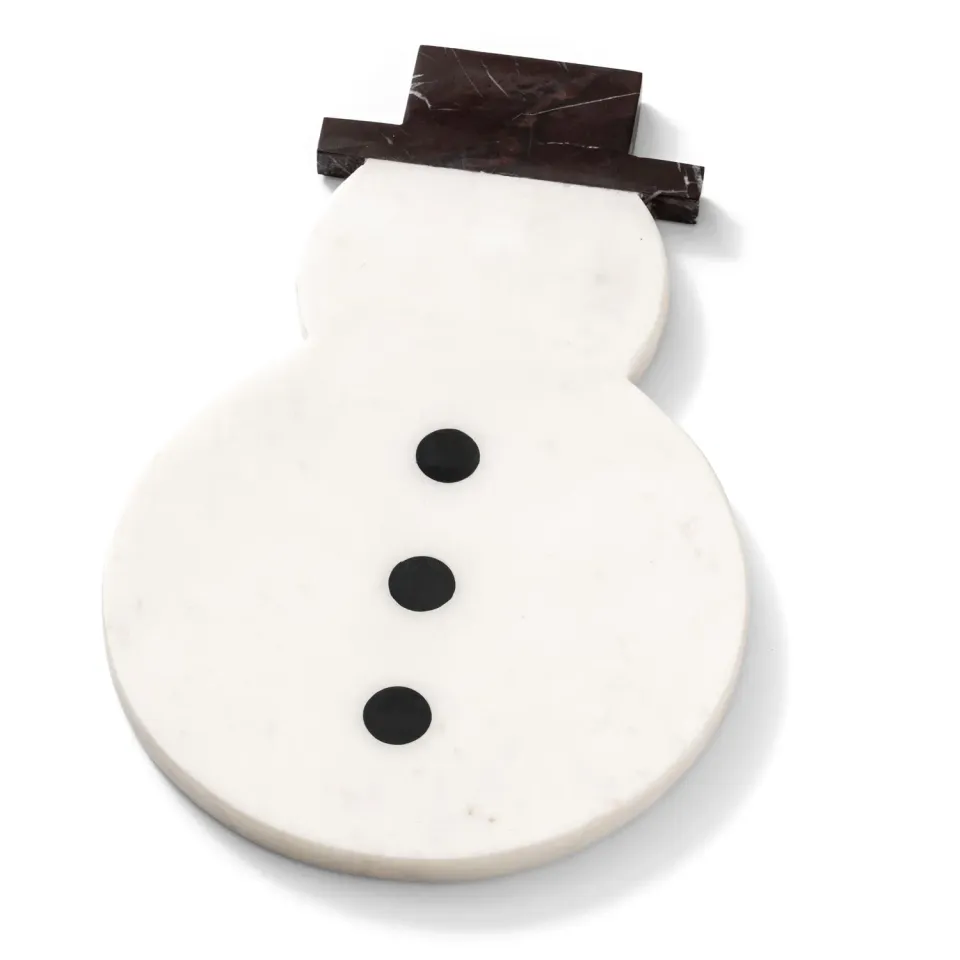 Godinger Snowman serveringsbraet hvid marmor