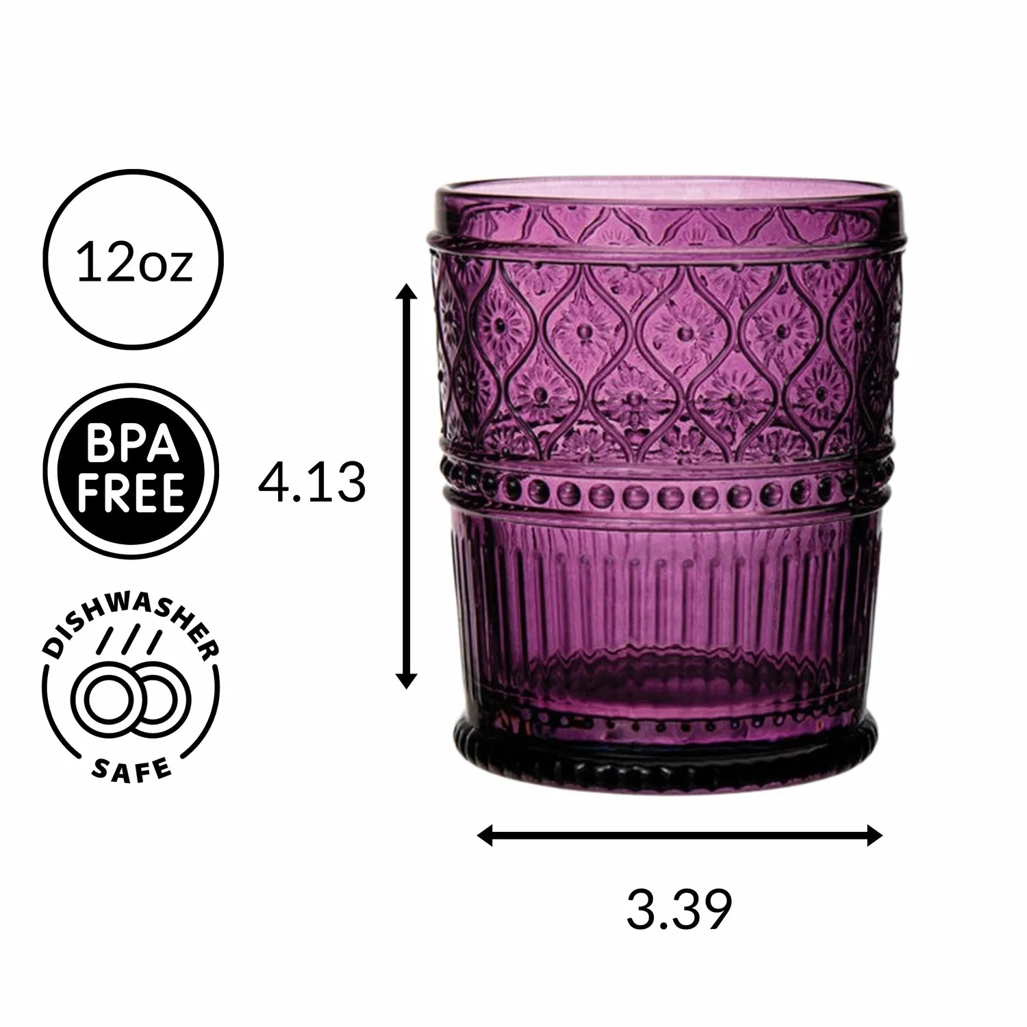 Godinger Claro Double Old Fashion whiskyglas 4 stk blomme