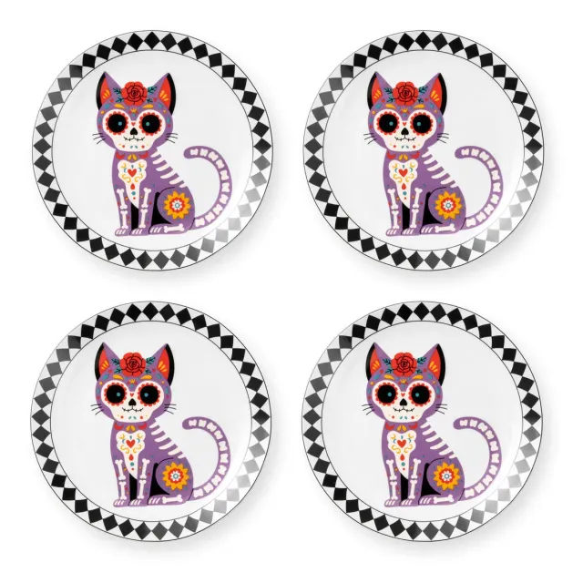 Godinger Cat Day of the Dead forrettallerken 4 stk keramik
