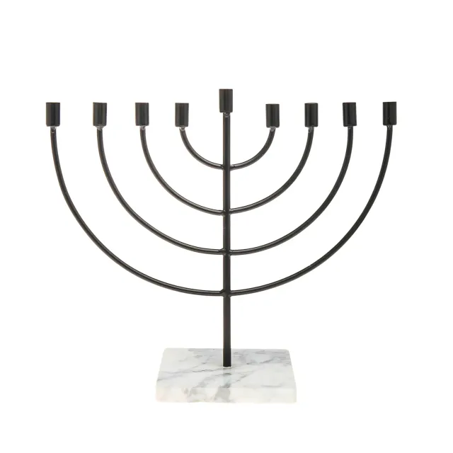 Godinger Classic menorah lysestage sort-hvid stål