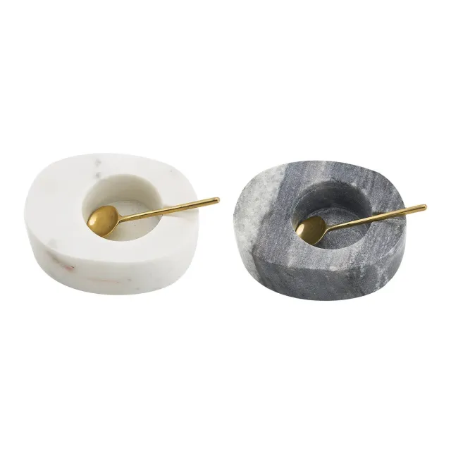 Godinger Marble saltkar og peberkar marmor med skeer 2 dele