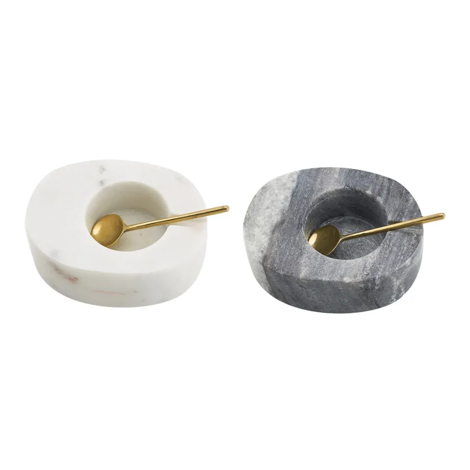 Godinger Marble saltkar og peberkar marmor med skeer 2 dele