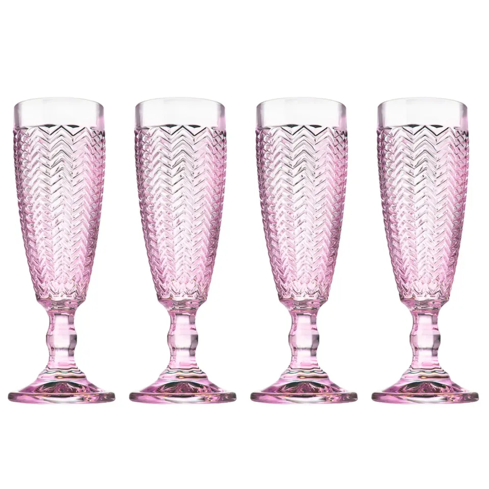 Godinger Twill champagneglas 4 stk pink riflet