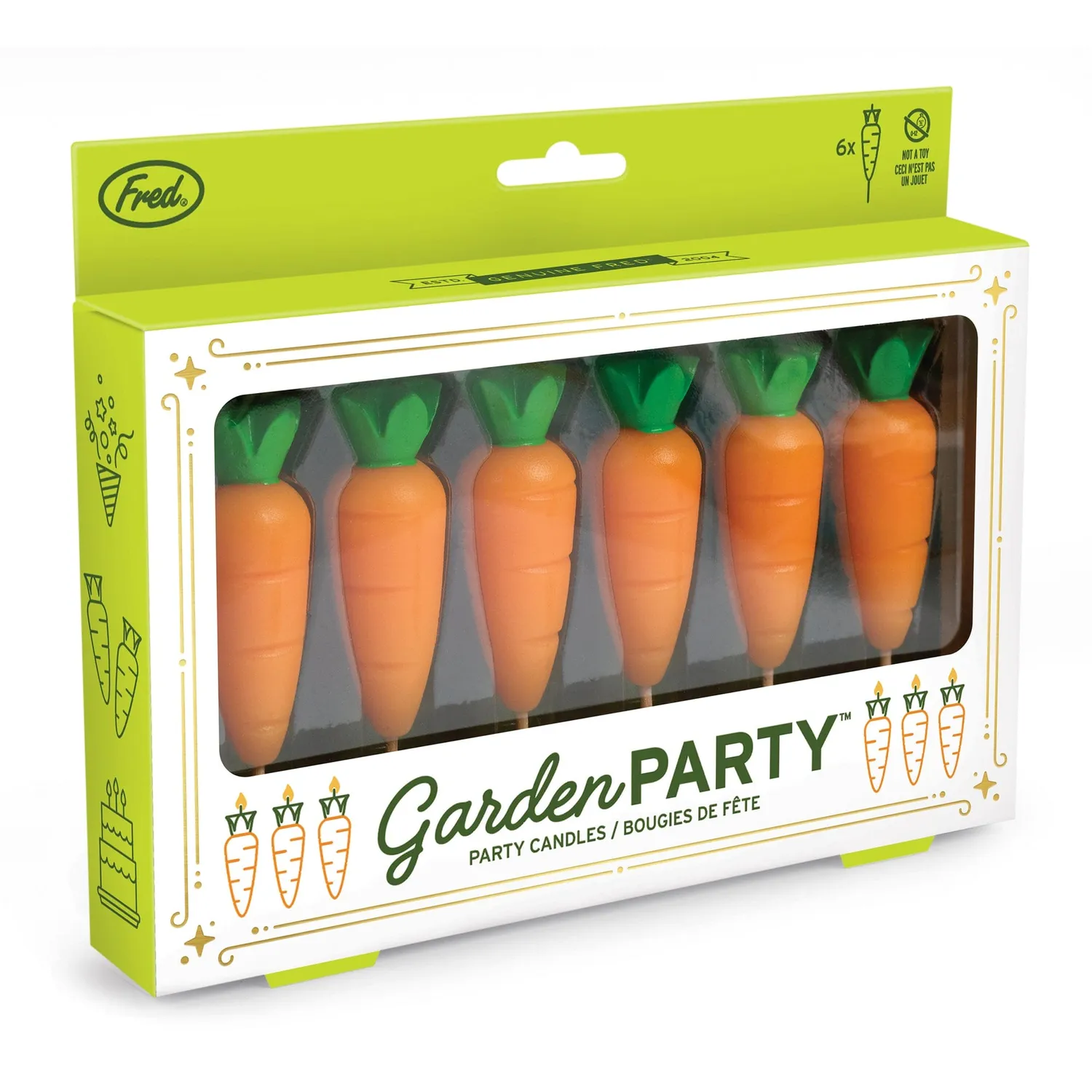Fred & Friends Garden Party kagelys gulerod 6 stk