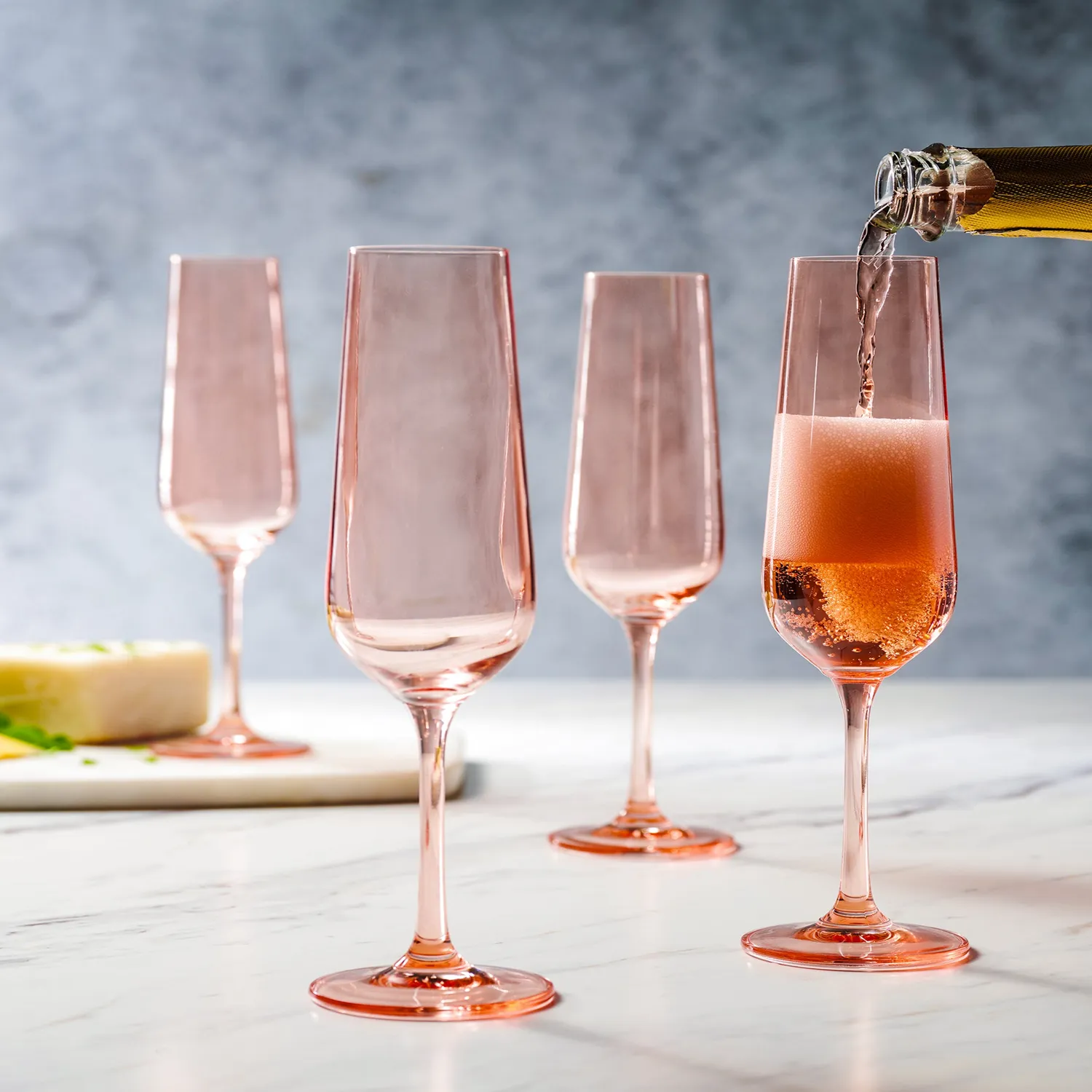 Godinger Sheer Coral Flute champagneglas 4 stk koral