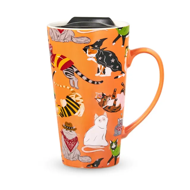 Godinger Meowlloween to go krus porcelæn halloween 18,5 oz