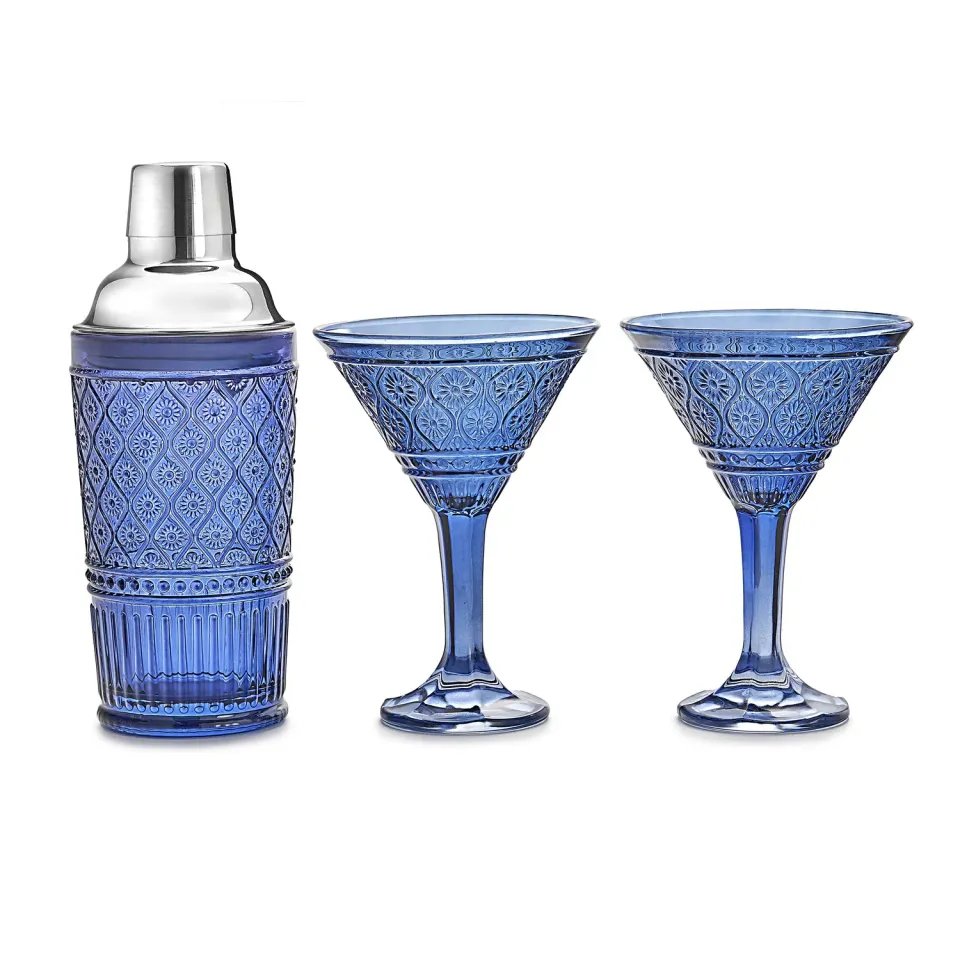 Godinger Claro cocktailsæt blå krystal shaker