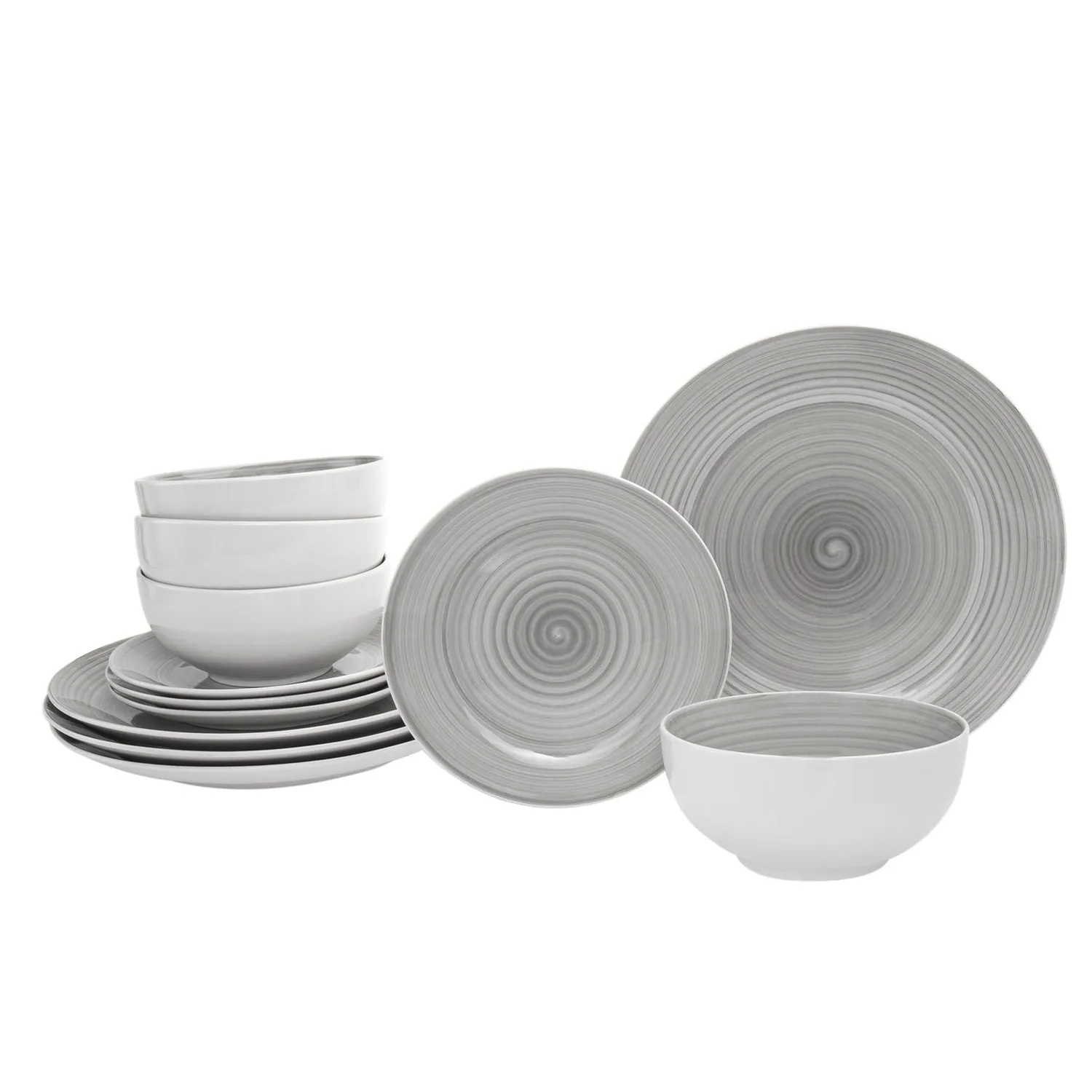 Godinger Spiral 12-delt middagssæt porcelæn grå 4 pers