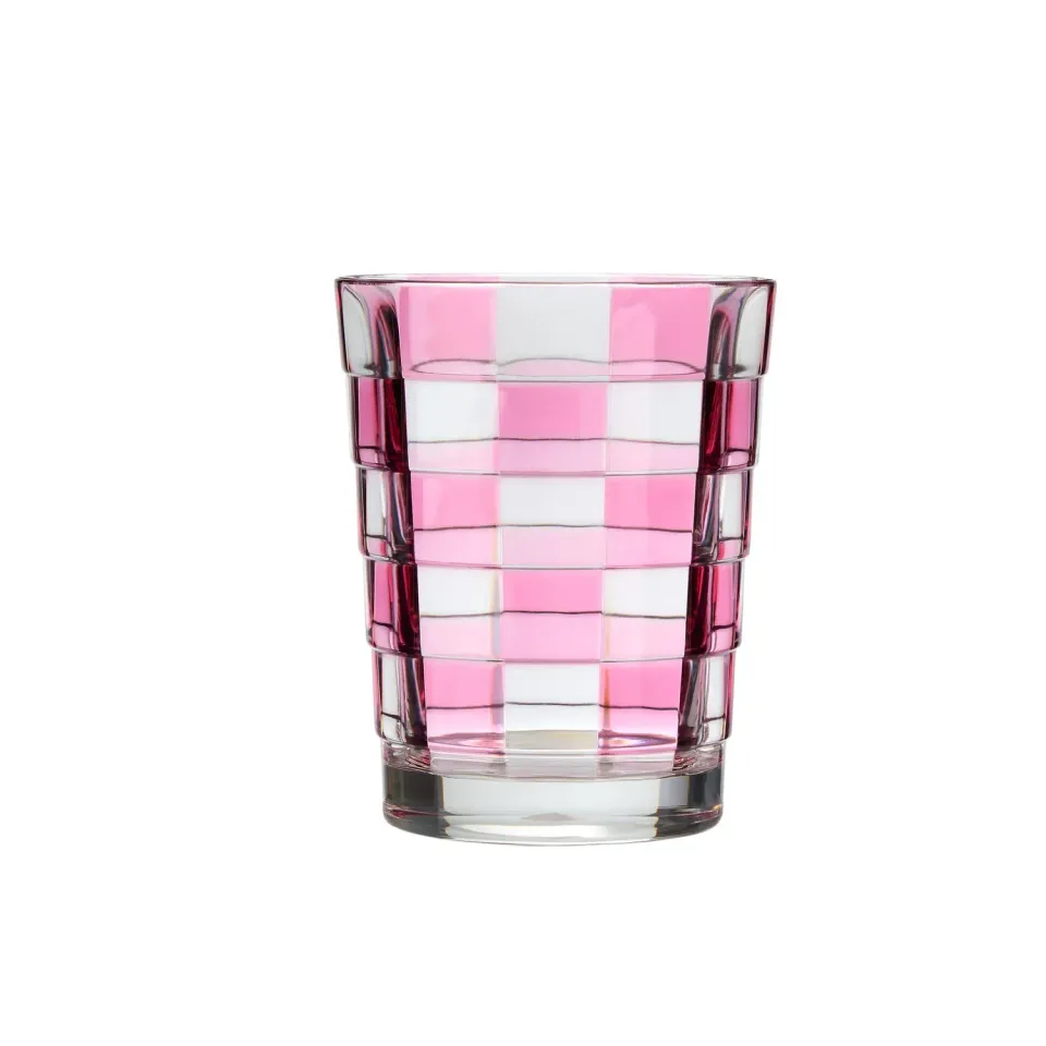 Godinger Pink Check drikkeglas akryl 49 cl lyserød