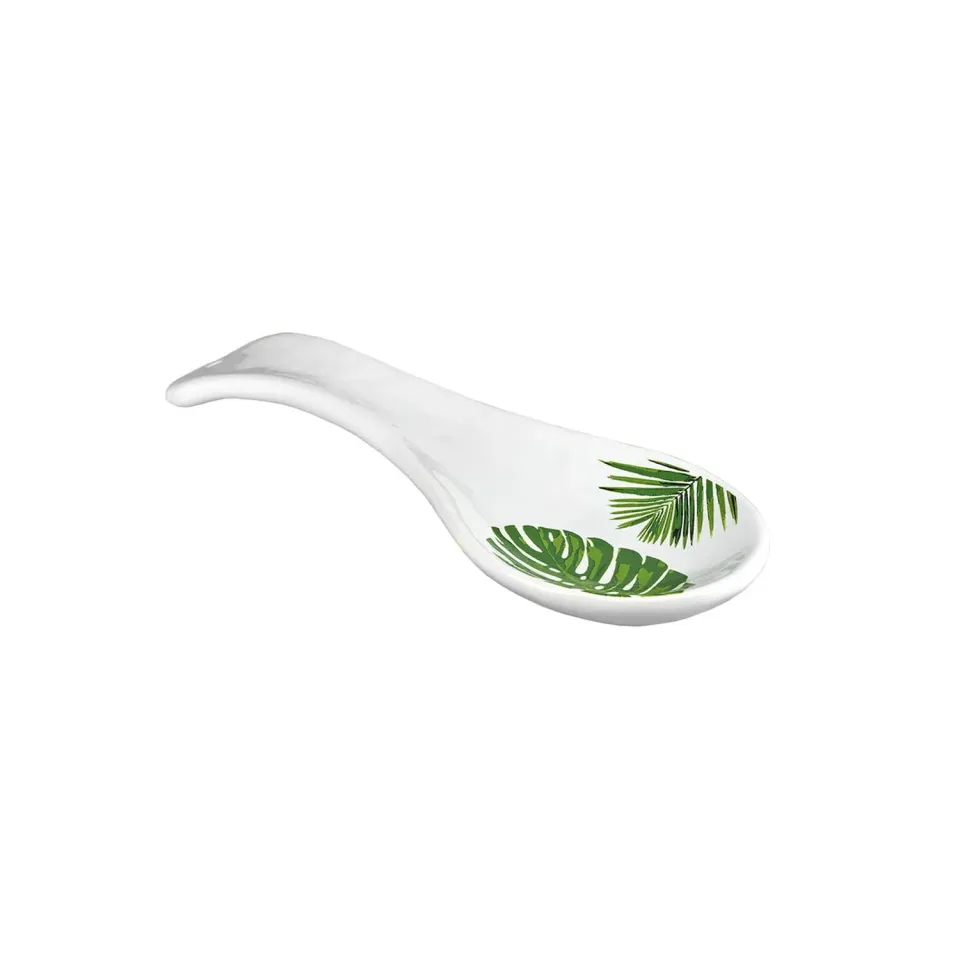 Godinger Monstera skeholder porcelæn hvid grøn