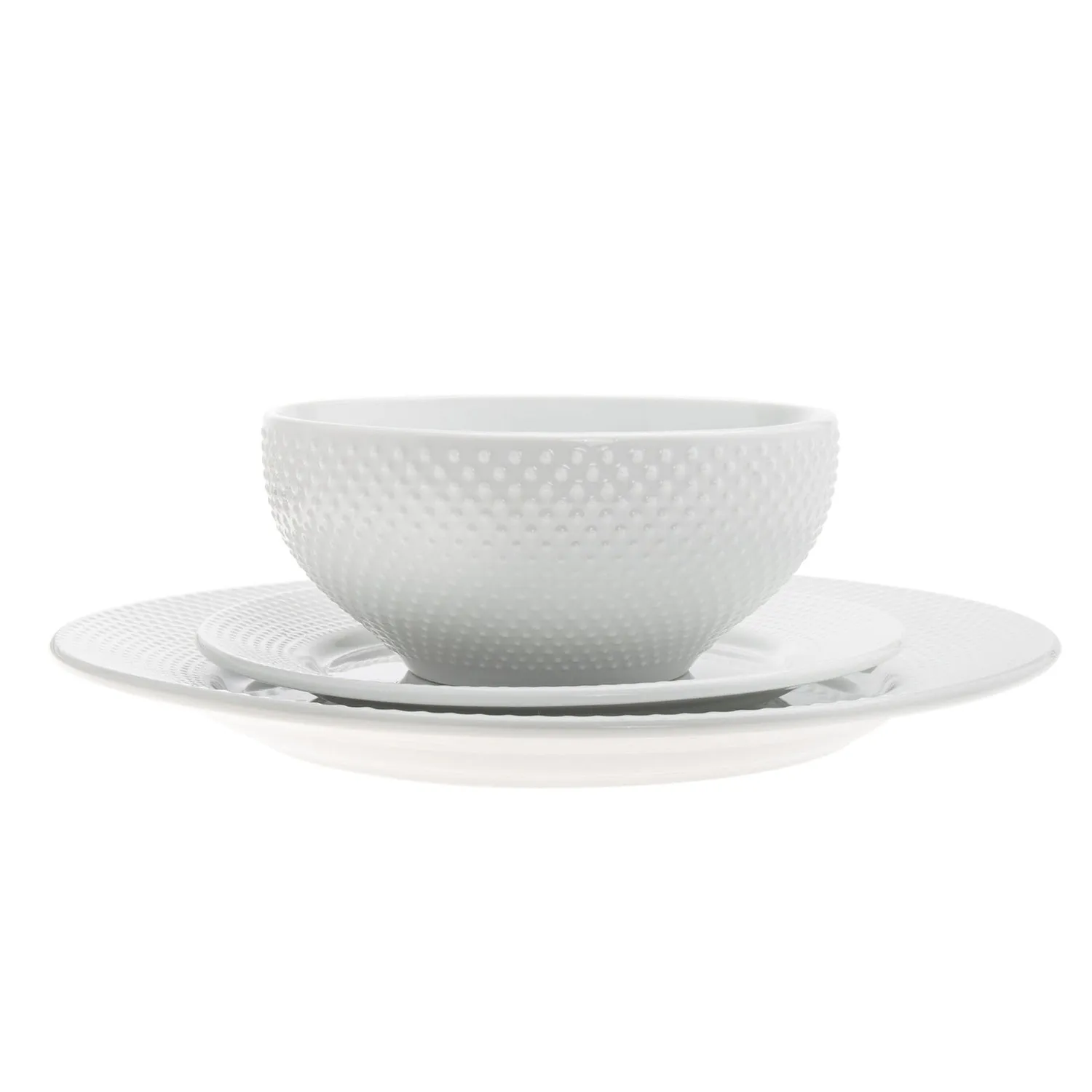 Godinger Pique middagssæt porcelæn 16 dele hvid