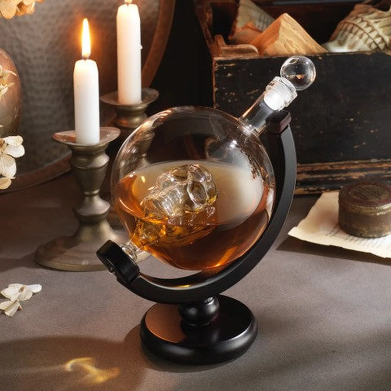 Godinger Skull Whiskey Decanter whiskykaraffel 28 oz med træfod