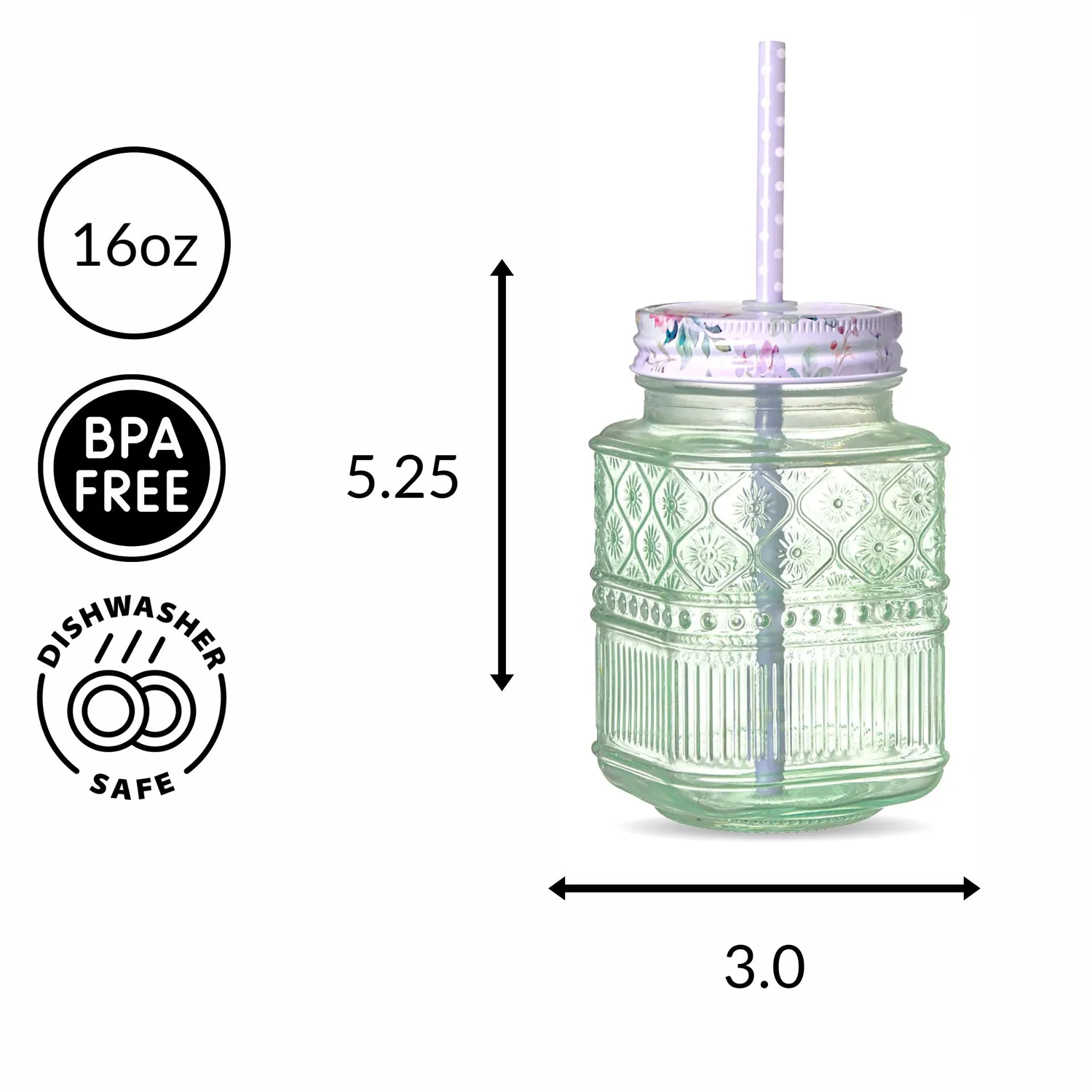 Godinger Claro Mason Jar glas 2 stk grøn 16 oz