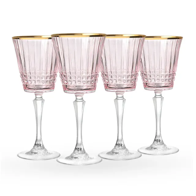 Godinger Cristine rødvinsglas rosa guldkant 4 stk 3 dl