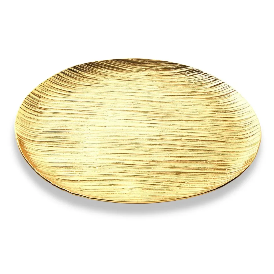 Godinger Wadi rund bakke guld 30 cm tekstureret