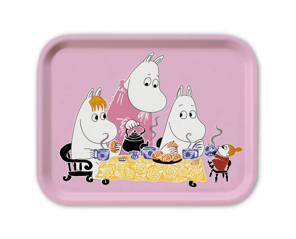 Opto Design Moomin Teaparty serveringsbakke pink 27x20 cm birk