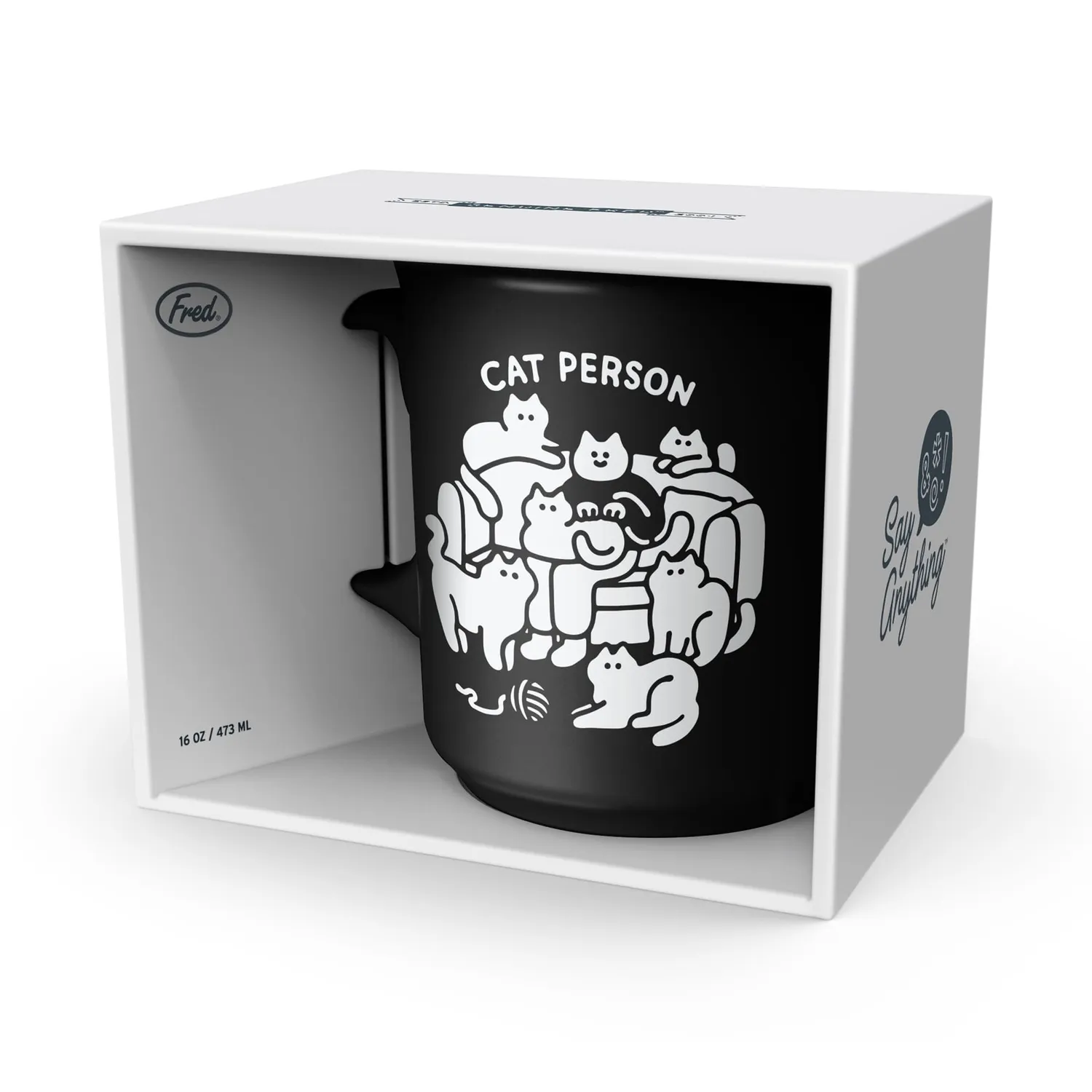 Fred Say Anything Cat Person krus 16 oz kattemotiv