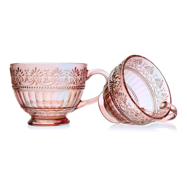 Godinger Villa kaffekrus 2 stk pink luster 380 ml