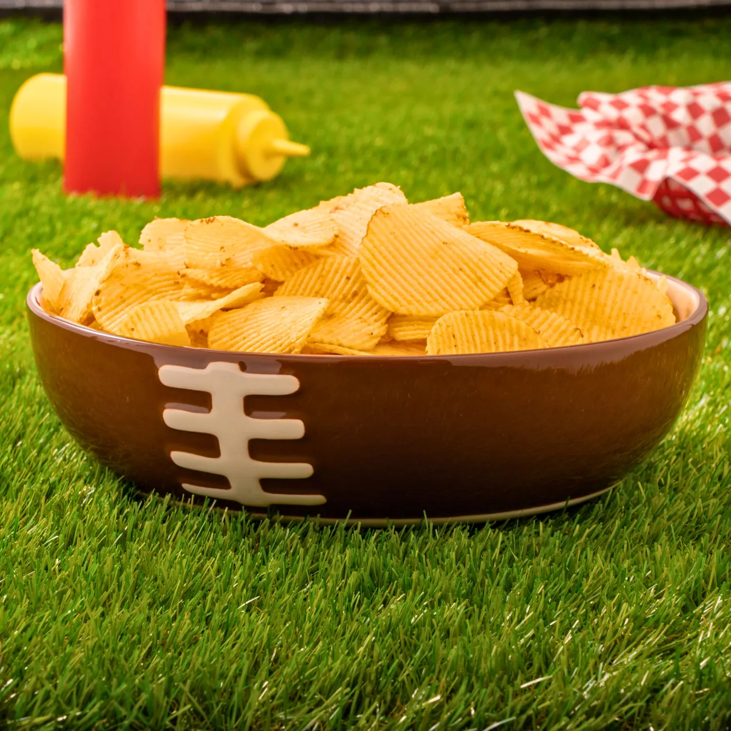 Godinger League Football serveringsskål hvid brun 3,5 liter