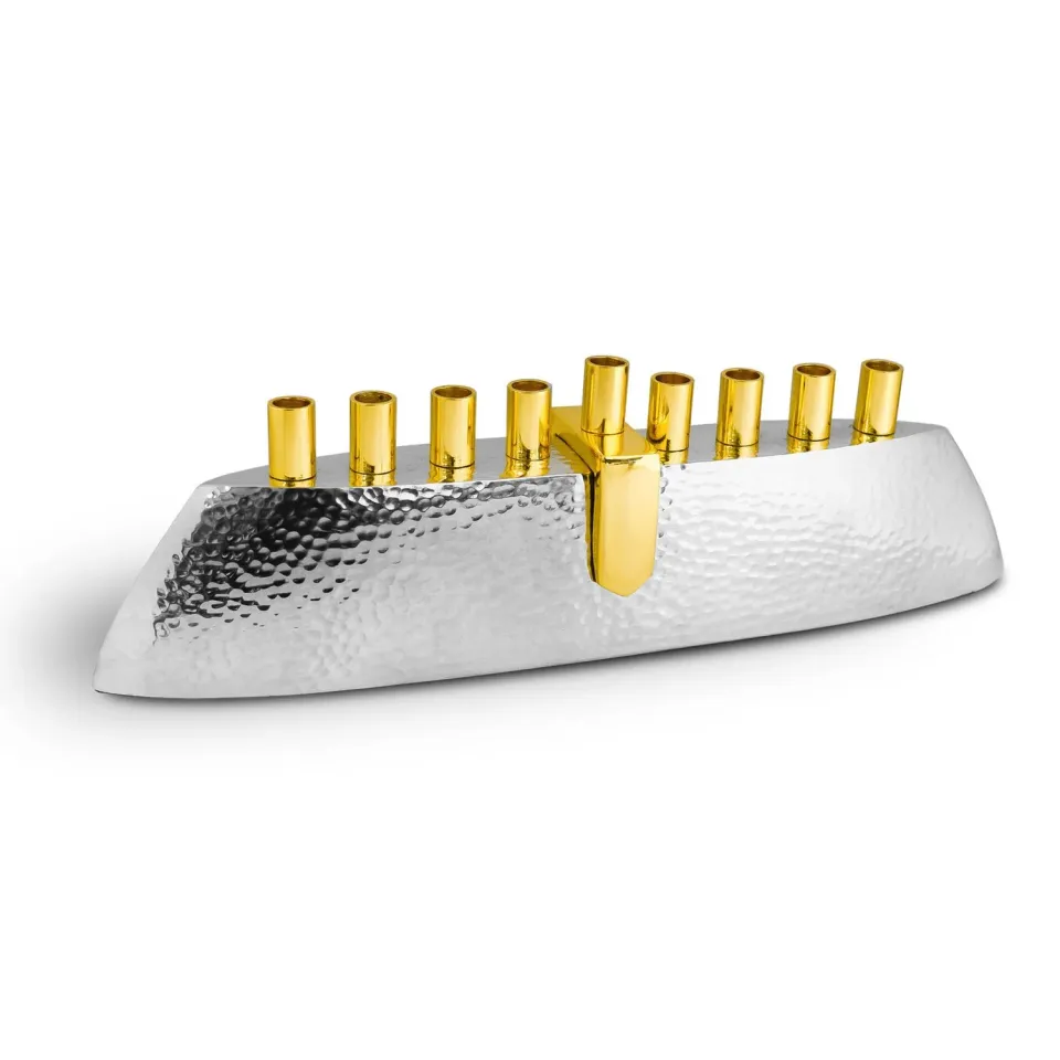 Godinger Hillock menorah stål guld hamret