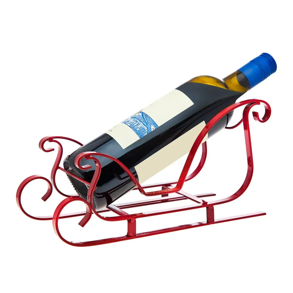 Godinger Christmas Sleigh vinholder rød stål
