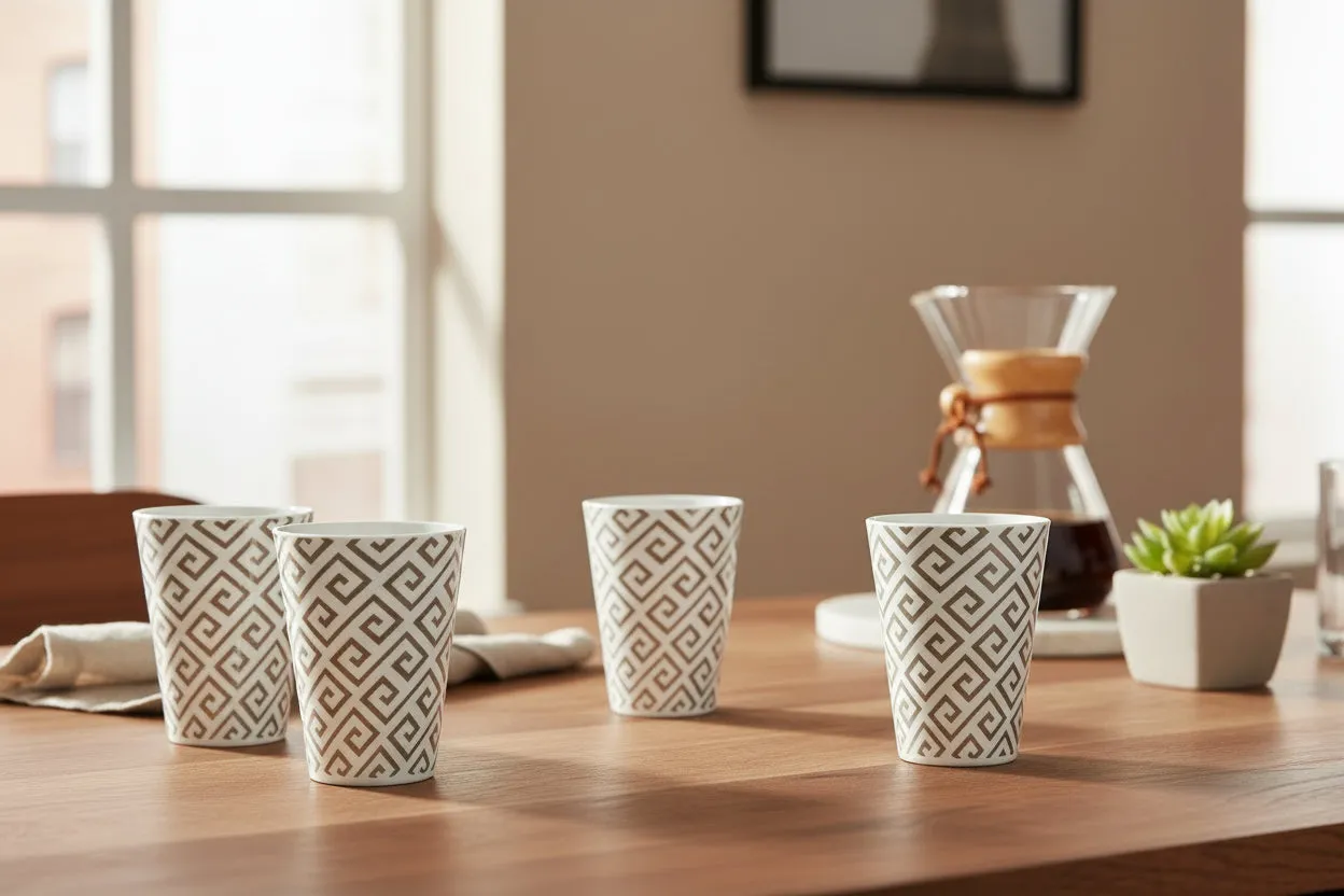 Godinger Geometric tumbler melamin 4 stk beige