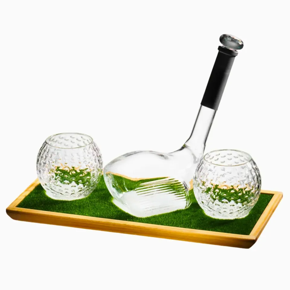 Godinger Golf karaffelsæt whisky 3 dele golfkølle krystal