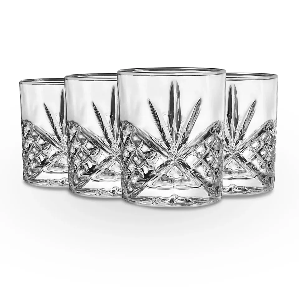 Godinger Dublin Double Old Fashion whiskyglas 4 stk platin