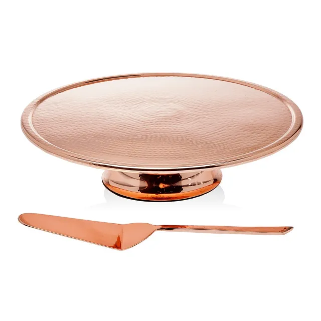 Godinger Hammered Copper kagefad kobber med server