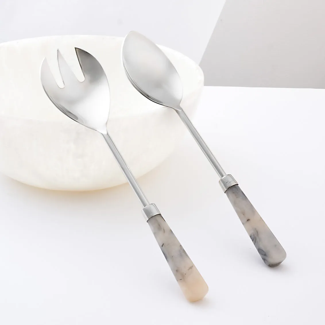 Godinger Azure salatbestik 2 dele limestone resin
