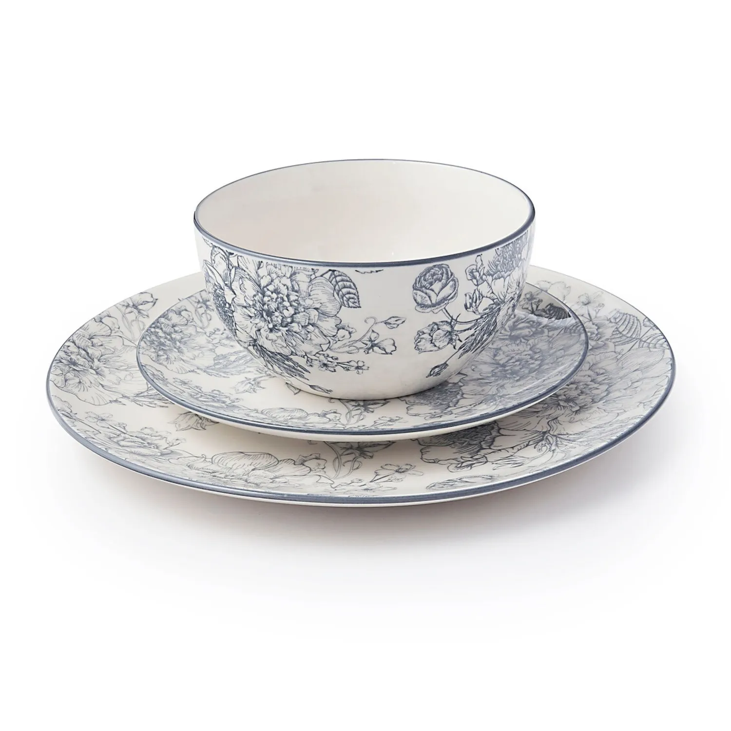 Godinger Banbury Grey spisestel 12 dele porcelæn 4 pers.