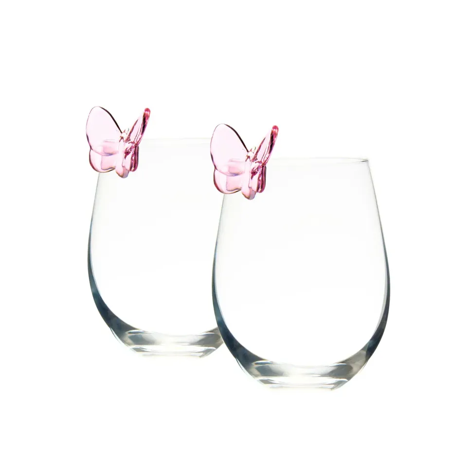 Godinger Butterfly Blush vinglas uden stilk 2 stk