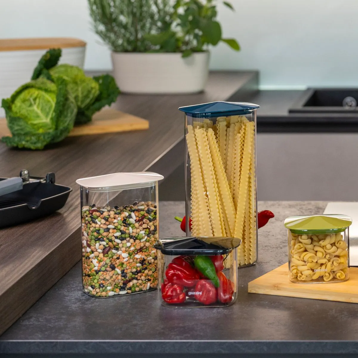 Guzzini Fresh&Style opbevaringsglas M 2 stk sort