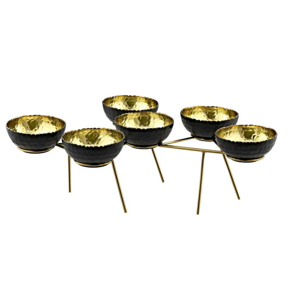 Godinger Munro serveringsfad 6 skåle sort guld