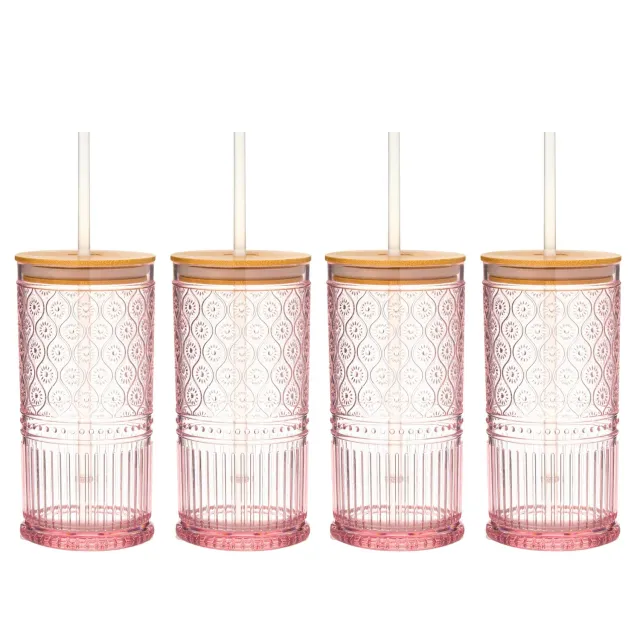 Godinger Claro to-go krus 4 stk pink akryl