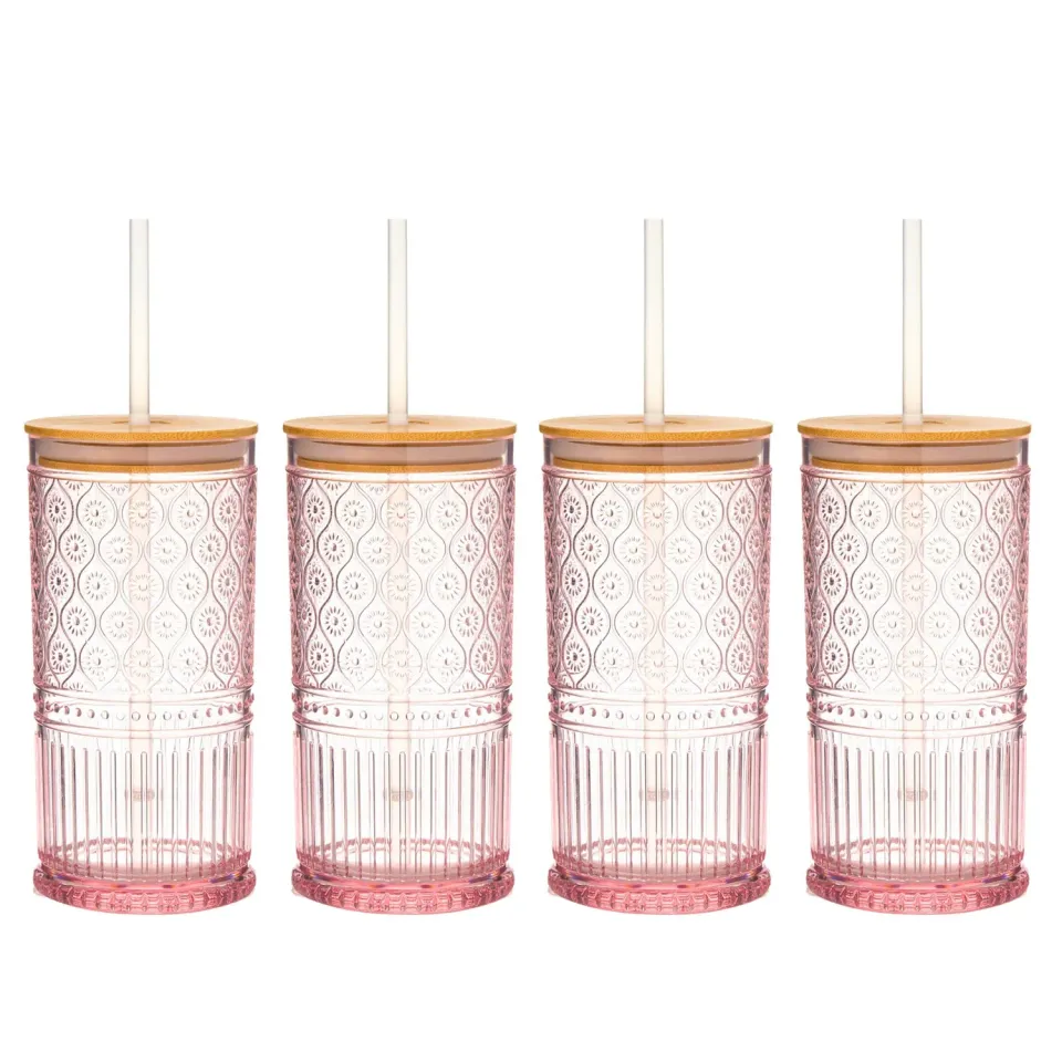 Godinger Claro to-go krus 4 stk pink akryl