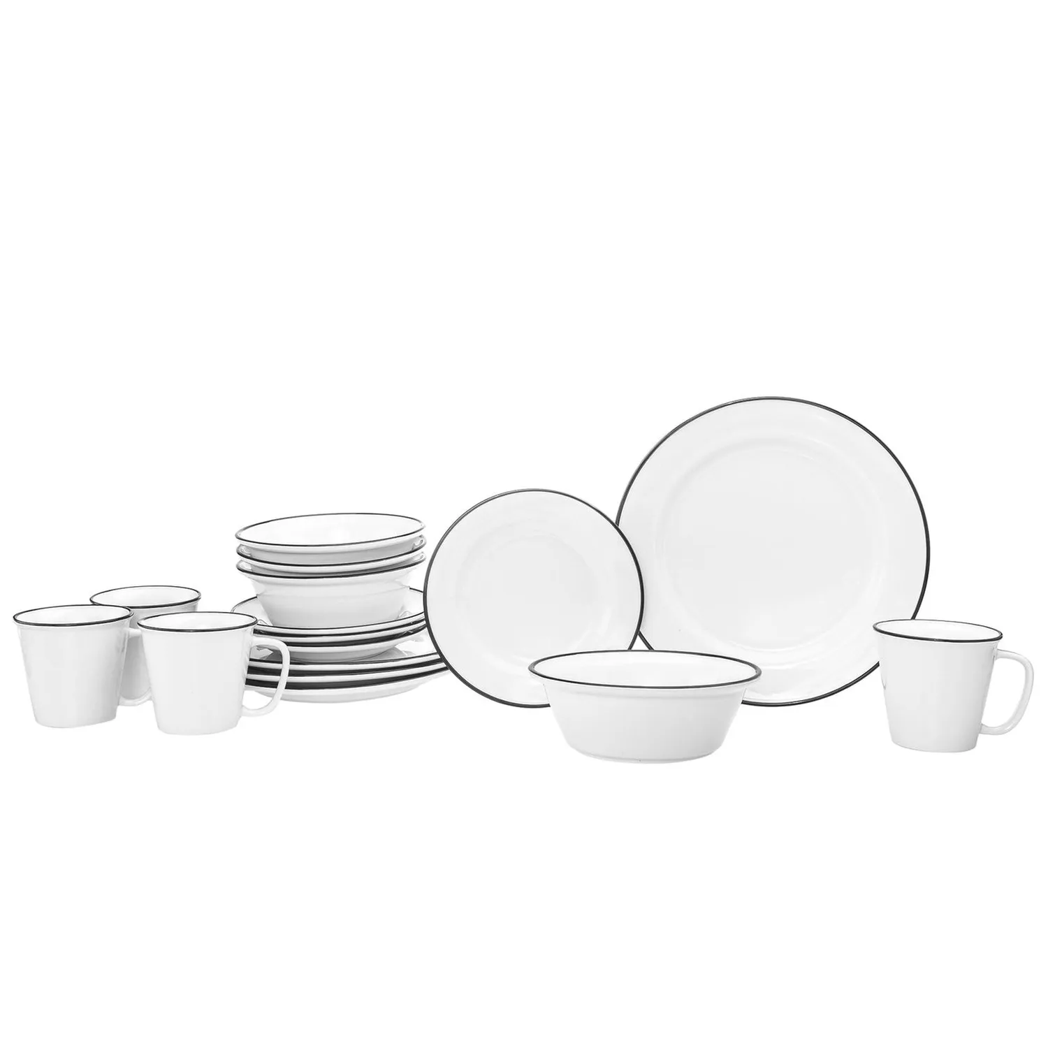 Godinger Bistro spisestel 16 dele sort kant 4 pers
