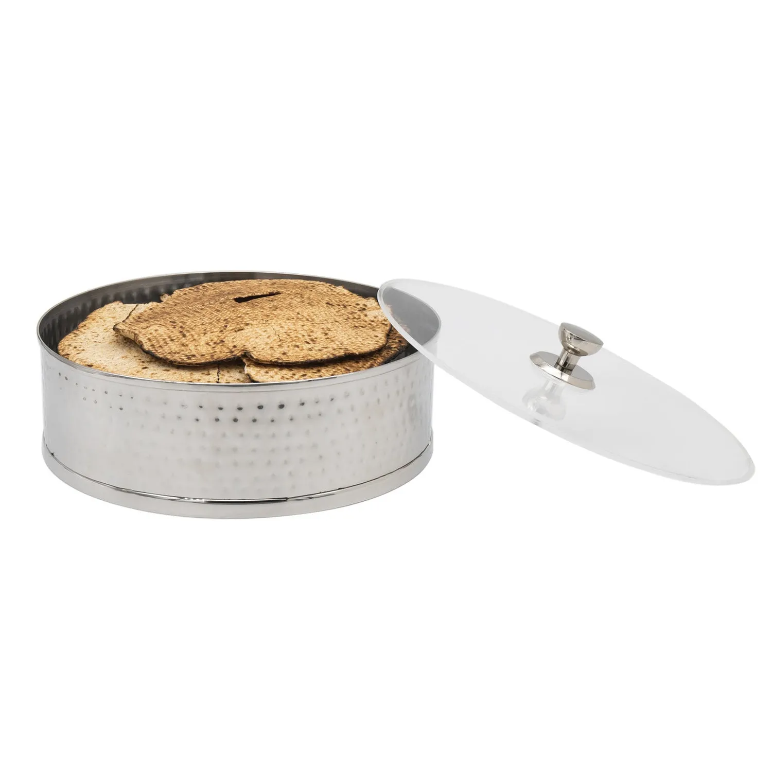 Godinger Hammered Stainless matzaboks stål med låg
