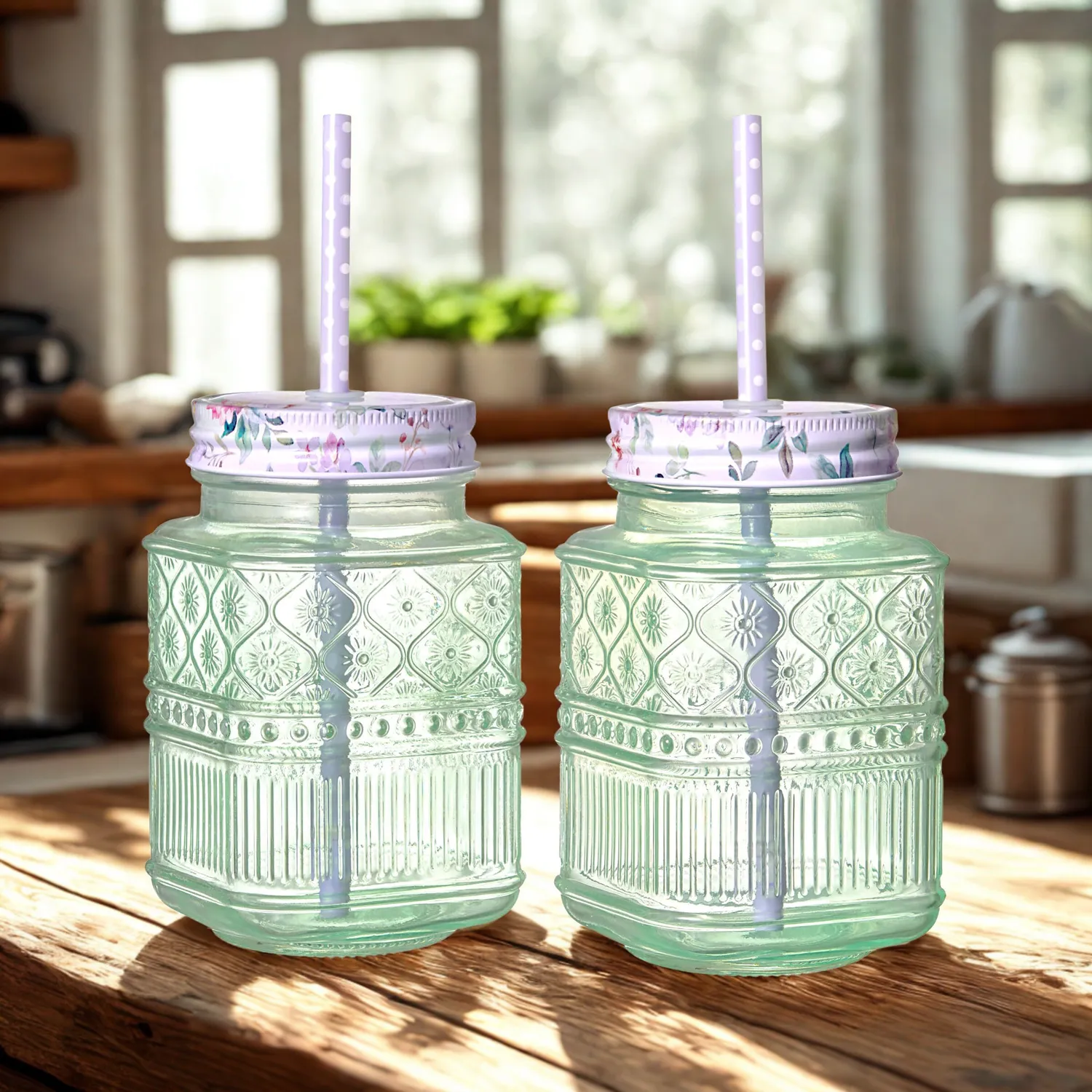 Godinger Claro Mason Jar glas 2 stk grøn 16 oz