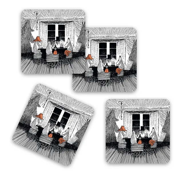Opto Design Moomin Together bordskånere 4-pak 9x9 cm mørk