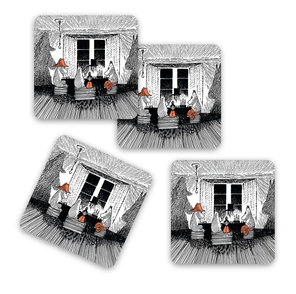 Opto Design Moomin Together bordskånere 4-pak 9x9 cm mørk