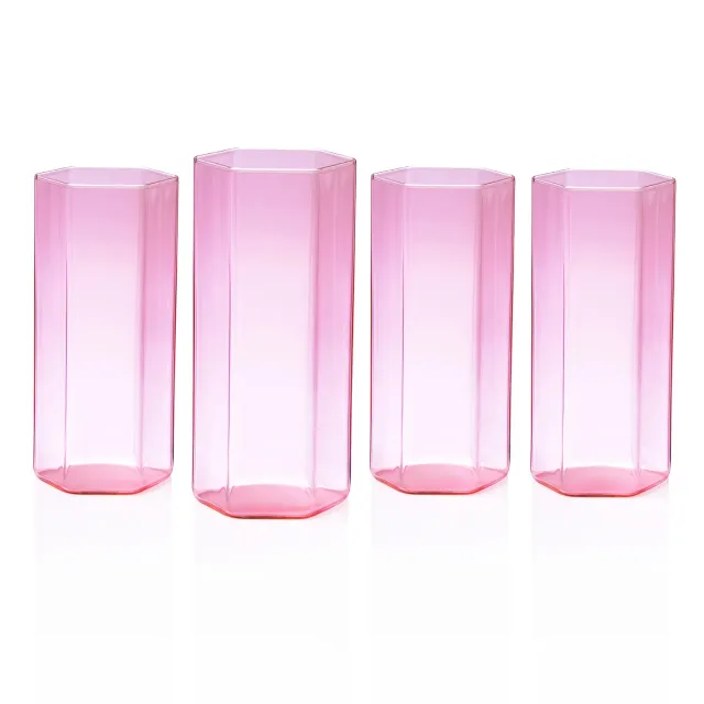 Godinger Helix highballglas 4 stk pink borosilikat
