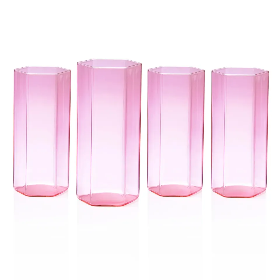 Godinger Helix highballglas 4 stk pink borosilikat