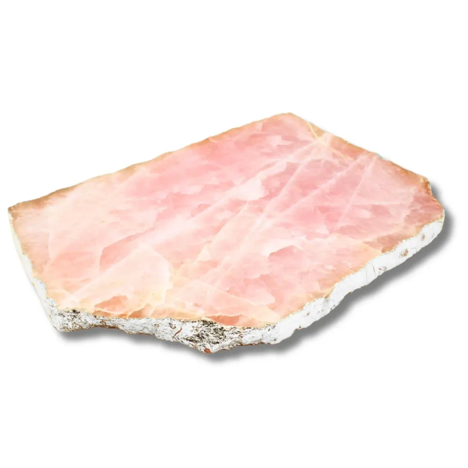 Godinger Rose Quartz Silver Edge serveringsbræt rosakvarts