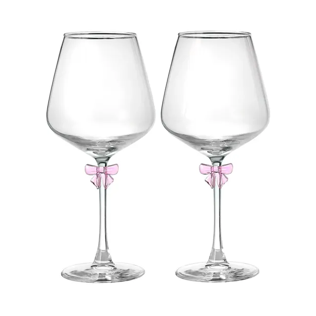 Godinger Pink Bow hvidvinsglas 2 stk klar-pink