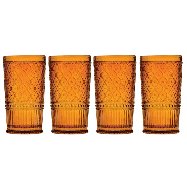 Godinger Claro Amber Highball glas 4 stk rav præget