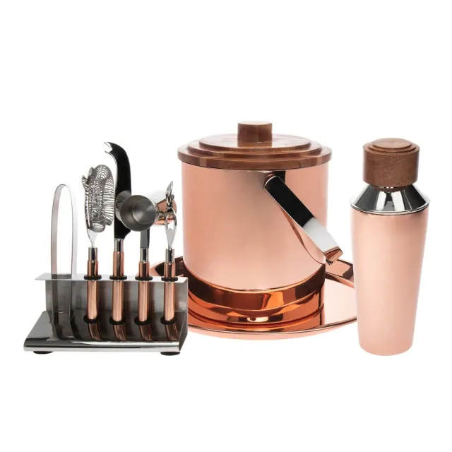 Godinger Acacia Wood Copper barsæt 9 dele